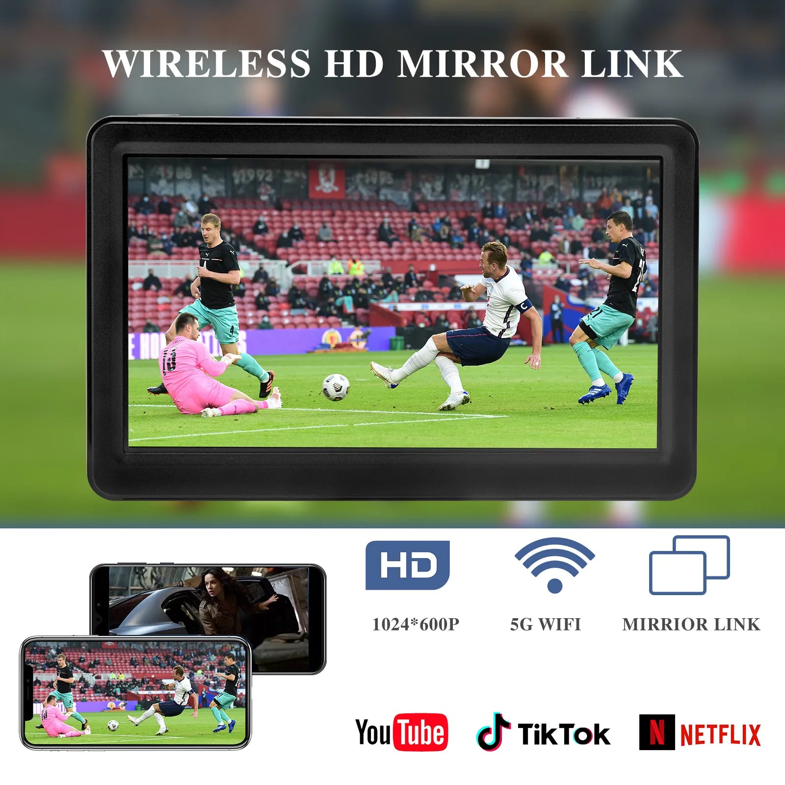 Transform Your Driving Experience with the HD 7 Inch Portable Wireless CarPlay Screen - Compatible with All Vehicles, Featuring Bluetooth, GPS Navigation, and Voice Control