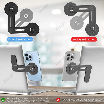 Elevate Your Productivity with the Magnetic Slim & Foldable Laptop Phone Holder - Perfect for iPhone 14/13/12 and All Smartphones!