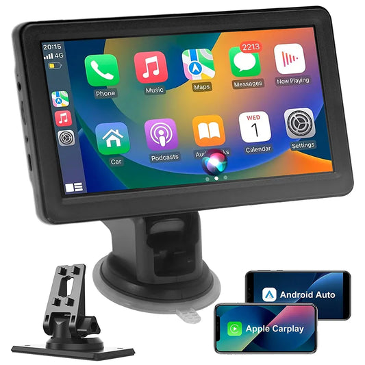 Transform Your Driving Experience with the HD 7 Inch Portable Wireless CarPlay Screen - Compatible with All Vehicles, Featuring Bluetooth, GPS Navigation, and Voice Control
